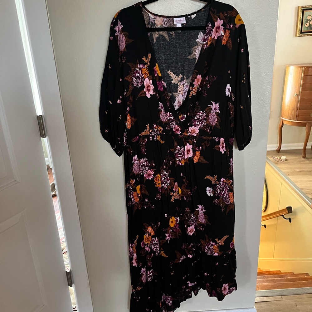 Isabel Maternity Black Floral Long Sleeve Dress